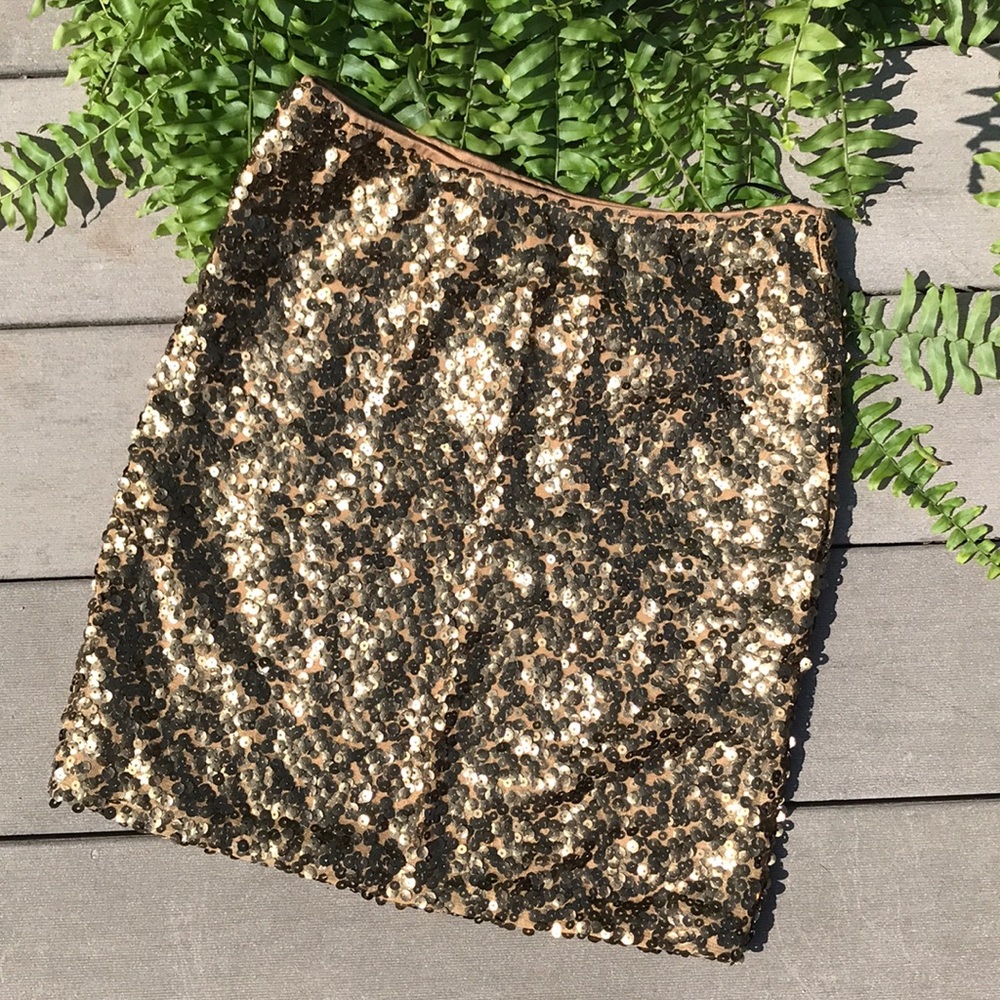 Gold Sequin Mini Skirt
